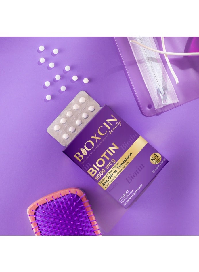 BIOXCIN Biotin 5000 mcg Tablets – Hair Growth, Skin Glow & Nail Strength – 30 Count - Image 2