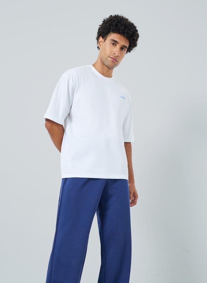 Styli Men Navy Minimal Print Relaxed Fit Joggers - Image 3