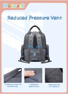 Moovant Baby Diaper Bag, Waterproof Baby Stroller Backpack, Multi-Pocket Diapers Changing Backpacks, Fashion Mommy Backpack, Pregnant Women Travel Baby Care Bags for Newborn Mother/Father, Grey  - Image 5