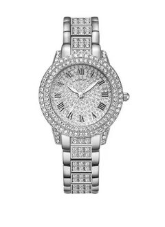 GELESE Brand New Fashion Full Diamond Roman Pattern Women's Watch Women's Watch (Silver) 