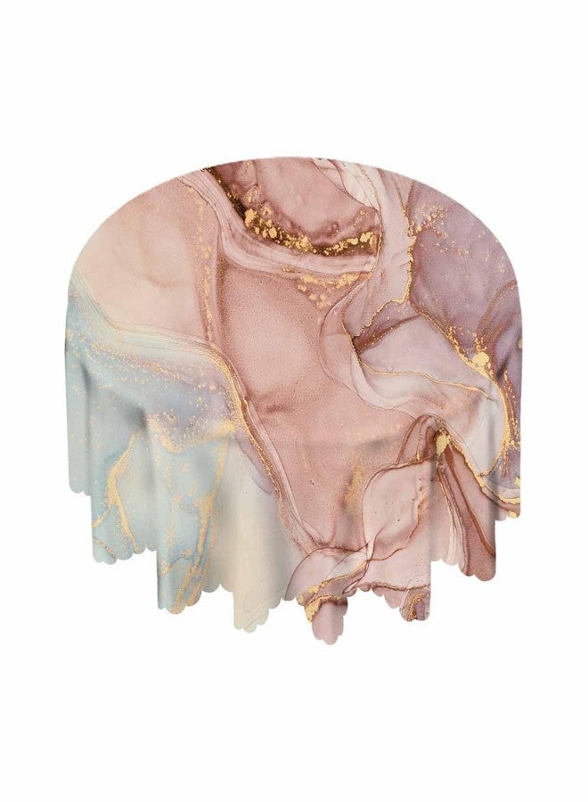 Yibeas Tablecloth Round Marble Table Cloth Abstract Pink Golden Waves Marble Pattern Table Cover for Dining Room Kitchen Decoration Round Tablecloths 60 inch - Image 5