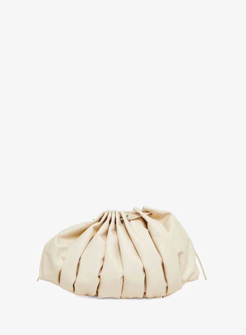 ستايلي Styli Off-White Pleated Drawstring Shoulder Bag