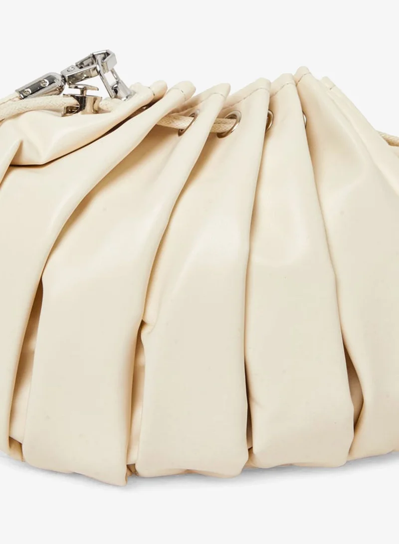 Styli  Styli Off-White Pleated Drawstring Shoulder Bag for Women | Best Price UAE