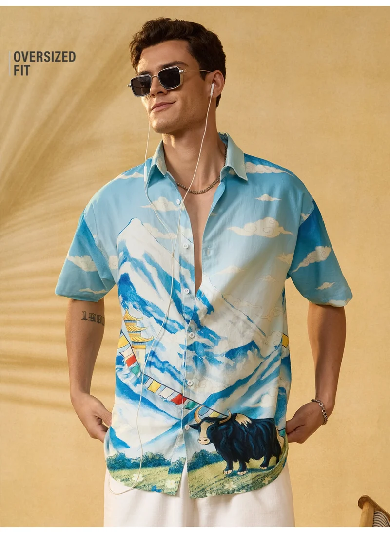 The Souled Store The Souled Store Men Tibetan Tales The North Graphic Printed Multicolour Oversized Holiday Shirts
