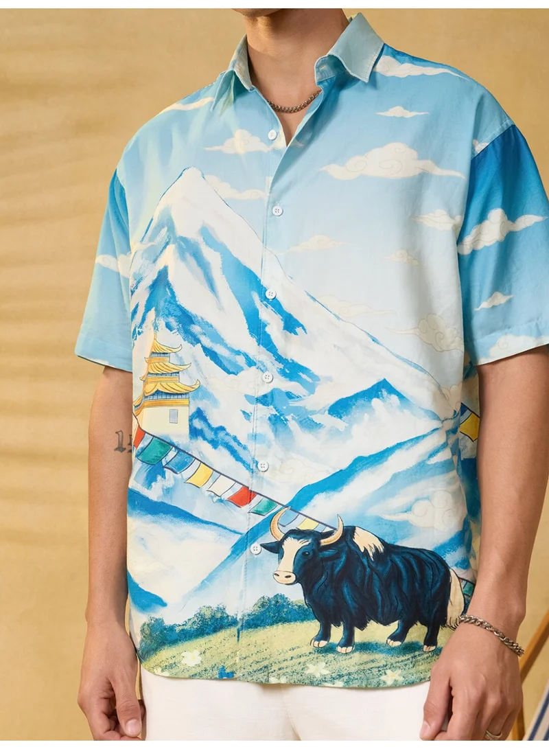 The Souled Store The Souled Store Men Tibetan Tales The North Graphic Printed Multicolour Oversized Holiday Shirts