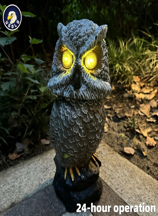 Ugold Solar Powered Owl with Motion Detection, Silent Mode, Flashing Eyes, Rotatable Head and Realistic Hoots, Plastic Owl Decoration for Home, Garden, Patio and Fence - Image 5