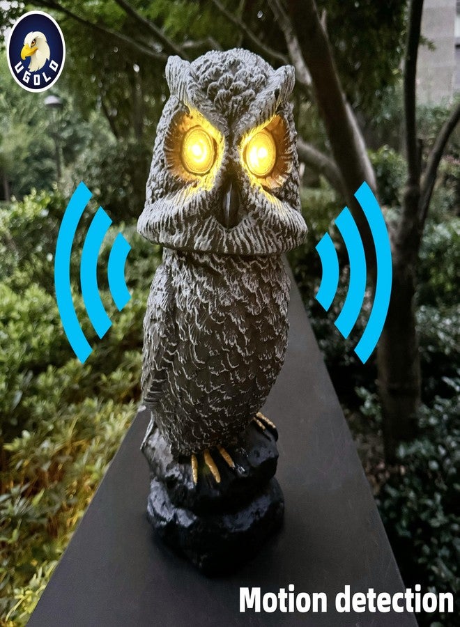 Ugold Solar Powered Owl with Motion Detection, Silent Mode, Flashing Eyes, Rotatable Head and Realistic Hoots, Plastic Owl Decoration for Home, Garden, Patio and Fence - Image 3