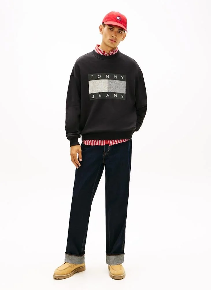 TOMMY JEANS  90S Distressed Flag Crew Neck Sweatshirt for Men | Best Price UAE