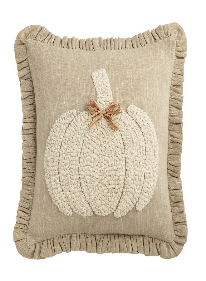 Mud Pie Thanksgiving Square White Pumpkin Pillow