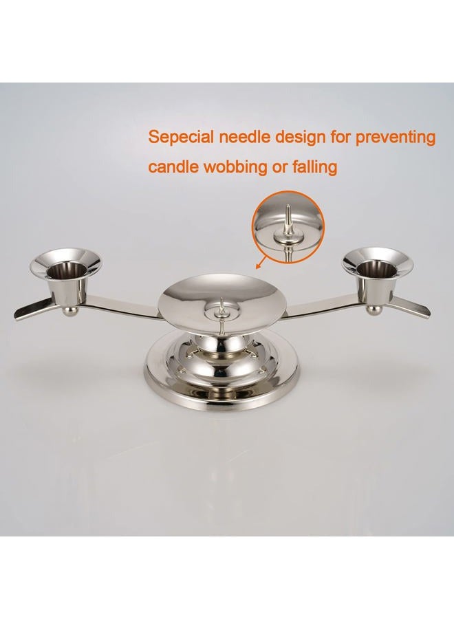 ACHIBANG Metal Unity Candle Holders, 3 Arm Iron Scroll Candlestick Holders for Weddings, Shiny Silver, 11'' x 4.3'' x 3.1'' - Image 2