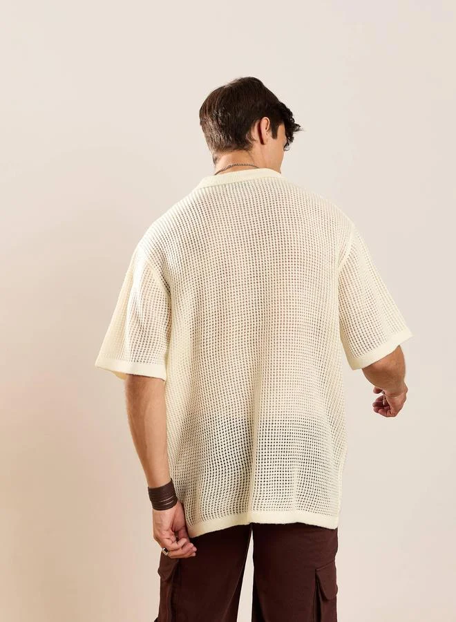 Mascln Sassafras Crochet Knit Oversize Shirt by Styli