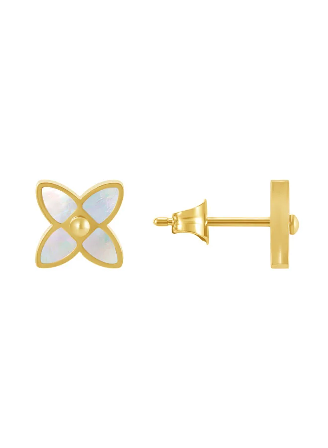 بوليس Petal Yellow Gold Plated Stainless Steel Stud Earrings for Women