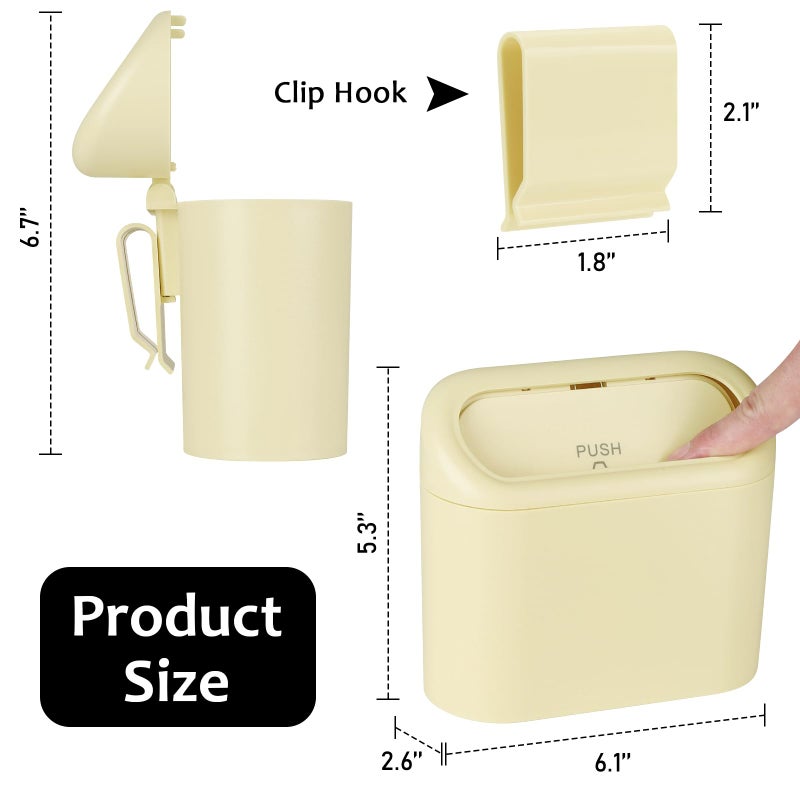 Accmor Car Trash Can, Portable Vehicle Trash Bin with Lid, Car Dustbin Garbage Organizer Holder with One Roll Trash Bag, Leakproof Hanging Mini Cars Storage Bag Container for Auto, SUV, Office (Beige) - Image 2