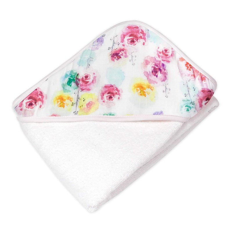 HonestBaby 3Piece Organic Cotton Hooded Towel  Washcloth Set Rose Blossom One Size - Image 2