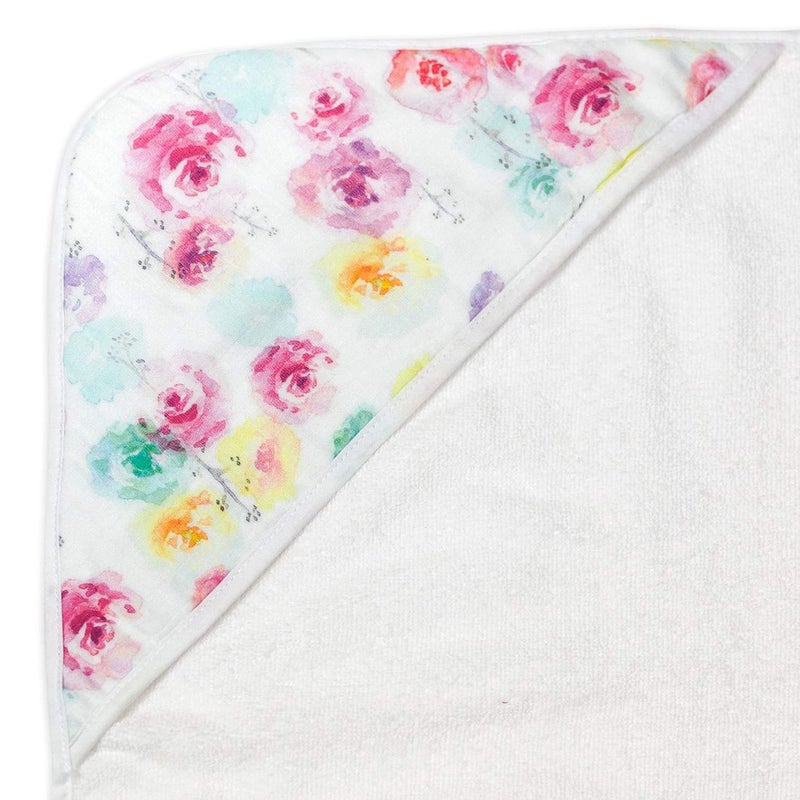 HonestBaby 3Piece Organic Cotton Hooded Towel  Washcloth Set Rose Blossom One Size - Image 3