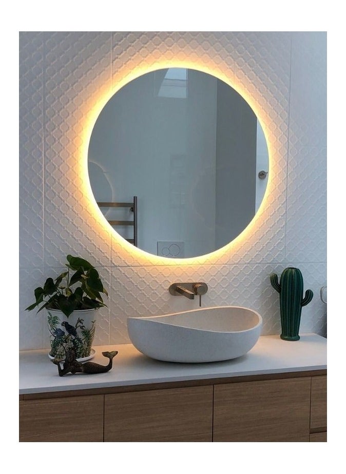 Generic Yellow Led Wall Mirrors 70X70X3Cm  Yellow  - Image 3