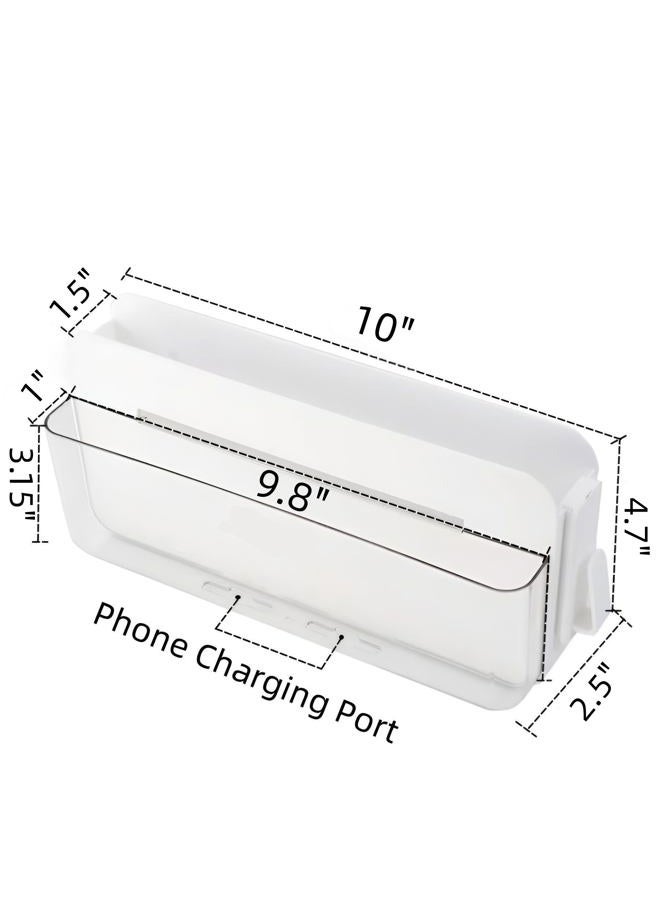 GWEOBZ Adhesive Remote Control Holder Wall Mounted Phone Charging Holder Universal Controller Holder Wall Mount Storage Organizer Box No Drilling Home Office Desk (Bedside Shelf) - Image 4