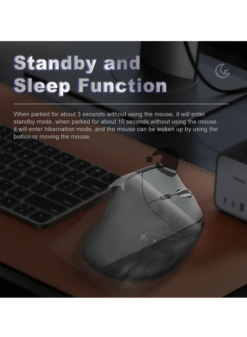 إي-يوسو ماوس عمودي مريح X-45 USB يدعم البلوتوث 2.4 جيجا هرتز Paw3212 4800 نقطة في البوصة لأجهزة الكمبيوتر المحمولة وأجهزة الألعاب - Image 3