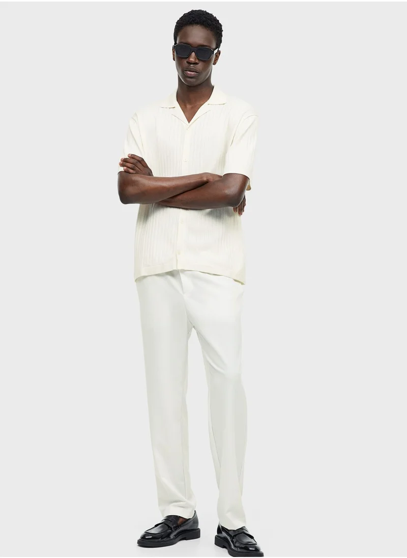H&M Ribbed Knit Regular Fit Polo Shirt