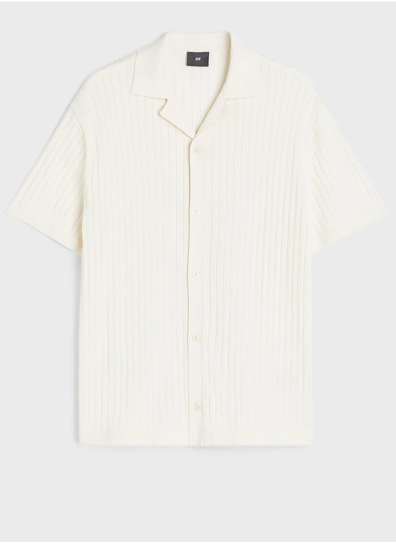 H&M Ribbed Knit Regular Fit Polo Shirt