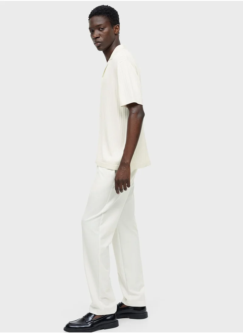 H&M Ribbed Knit Regular Fit Polo Shirt