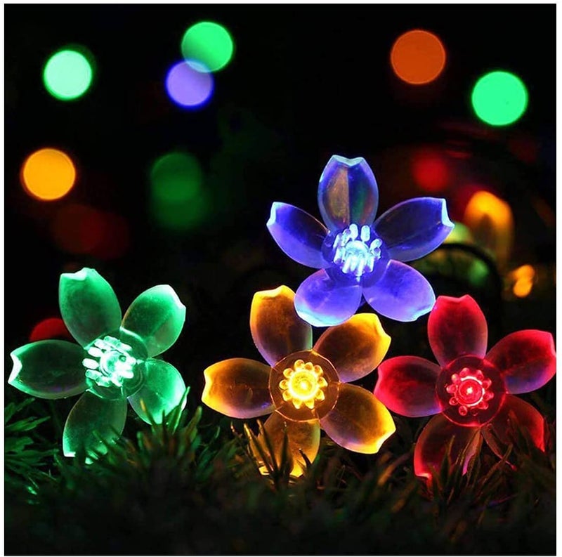 VELOCIOUS Velocious 16 Flower LED Curtain String Window Lights Indoor Outdoor Decoration for Diwali Christmas Wedding Party Home Patio Lawn with Battery Multicolor Pack of 1  - Image 1