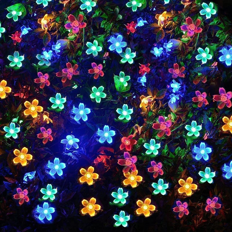 VELOCIOUS Velocious 16 Flower LED Curtain String Window Lights Indoor Outdoor Decoration for Diwali Christmas Wedding Party Home Patio Lawn with Battery Multicolor Pack of 1  - Image 4