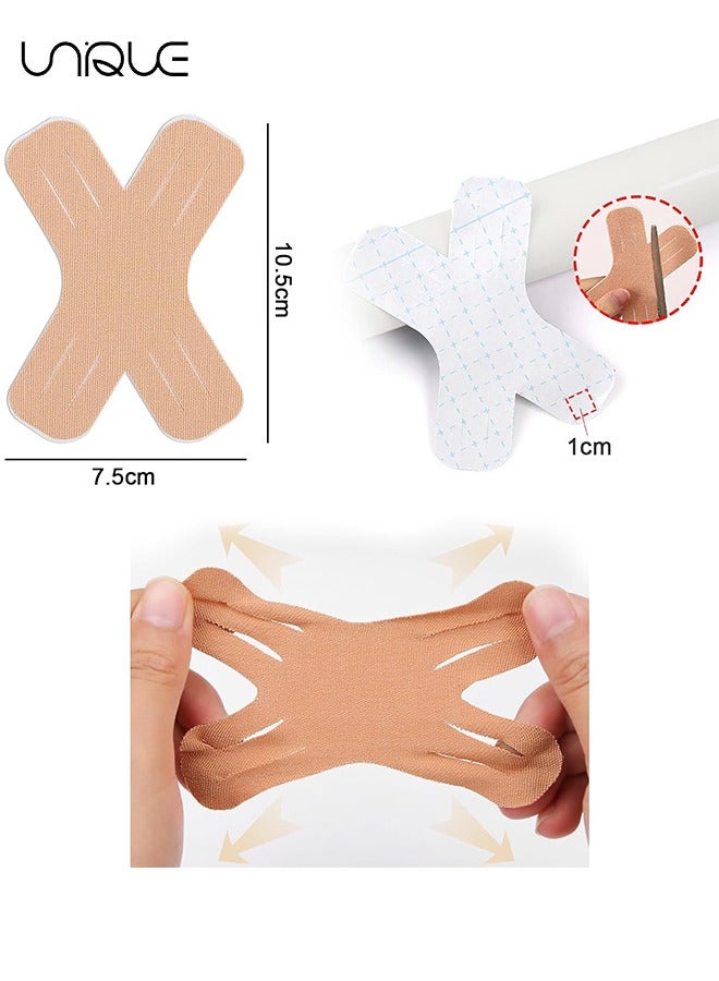 Unique 10 PCS Kinesiology Tape, Muscle Support Elastic Athletic Sports Tape Therapy Recovery Adhesive X Type for Knees, Joint, Shoulder Pain Relief (Skin Color)  - Image 2