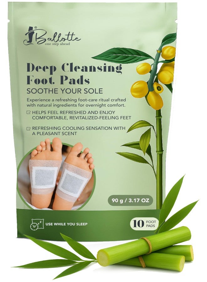 Ballotte Deep Cleansing Foot Pads, Soothe Your Soles While You Sleep, Infused with Bamboo Vinegar, Mint & Vitamin C, Premium Foot Patches for Men & Women (10 Foot Pads) - Image 1