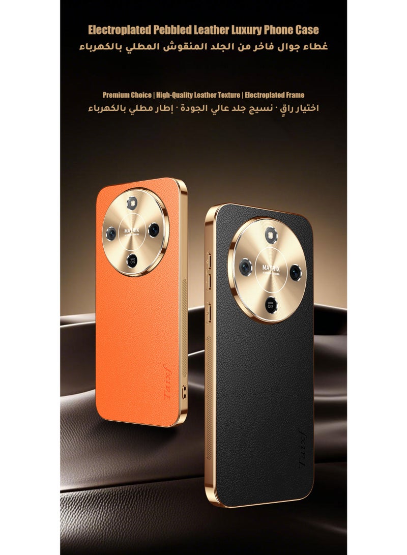 Luxury Leather Case for Xiaomi 17T – Gold Electroplated Frame & Alloy Camera Guard, Shockproof TPU Cover (Black) - Image 2