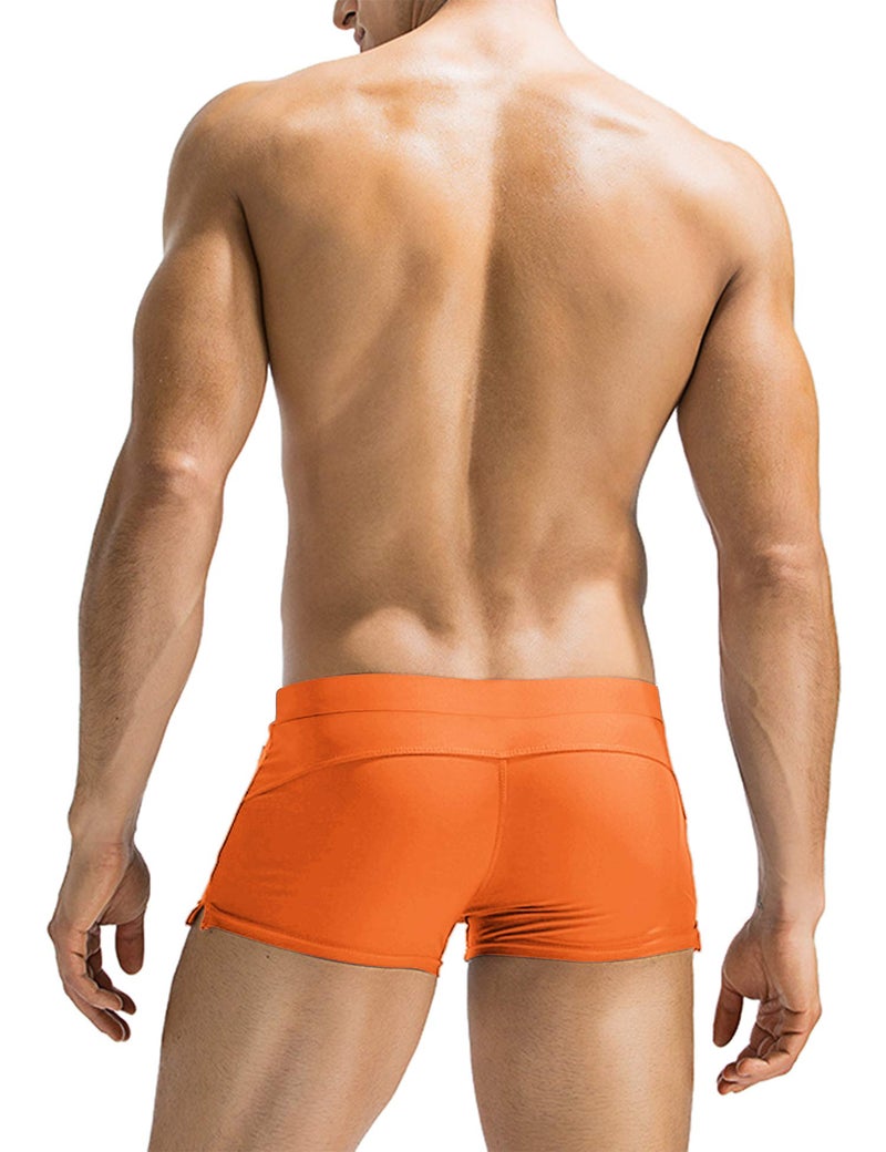 COOFANDY Mens Quick Dry Lightweight Square Leg Cut Trunks Swimwear, Large, 1 - Orange - Image 3