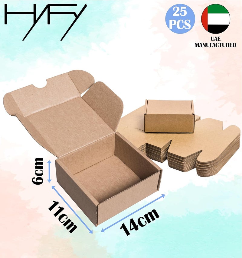 هاي فاي HYFY [25 قطعة] صندوق كرتون شحن صغير 14x11x6 سم مموج للبريد والتغليف والتجارة الإلكترونية والانتقال - Image 3