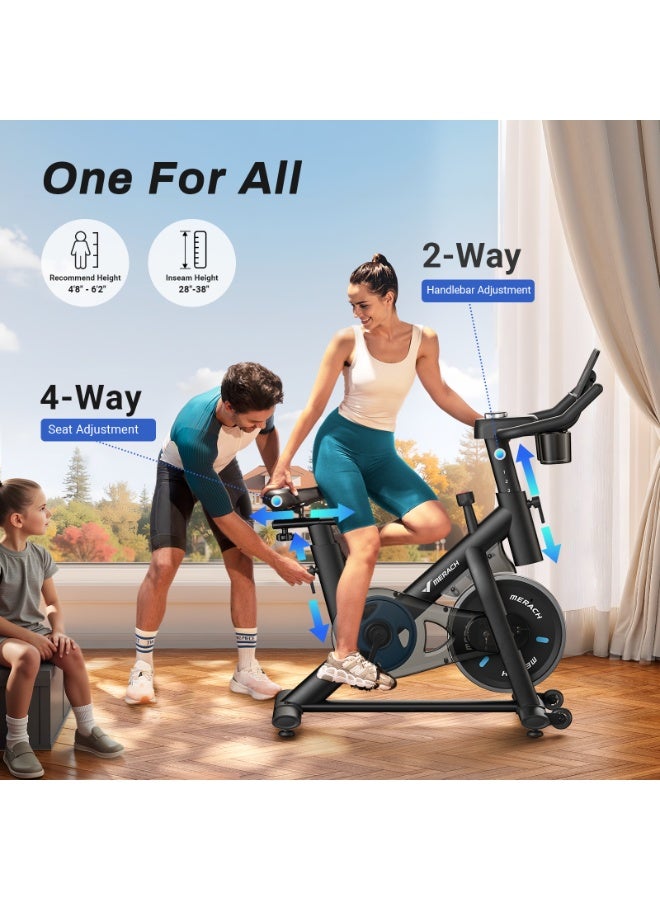 MERACH Exercise Bike, Brake Pad Stationary Bike with Exclusive App, Low Noise Indoor Cycling Bike with 300lbs Weight Capacity, Tablet Mount and Fitness Courses for Weight Loss - Image 5