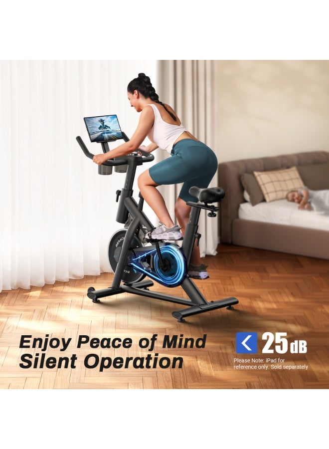 MERACH Exercise Bike, Brake Pad Stationary Bike with Exclusive App, Low Noise Indoor Cycling Bike with 300lbs Weight Capacity, Tablet Mount and Fitness Courses for Weight Loss - Image 3