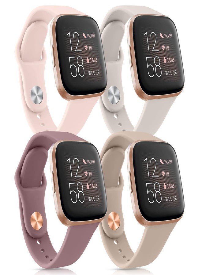 اي كي عبوة من 4 أساور سيليكون متوافقة مع Fitbit Versa 2 / Versa / Versa Lite / Versa SE، أساور رياضية بديلة ناعمة كلاسيكية للنساء والرجال (عبوة من 4 قطع B) - Image 1
