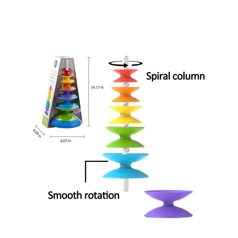 SOLARAE Stacking Toys for Toddlers 1-3 Educational Spinning Toys for Toddlers 1-3, Autism Sensory Toys Montessori Baby Stacking Toys - Image 2