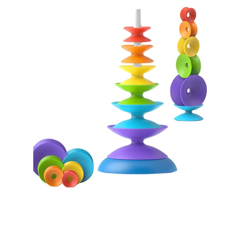 SOLARAE Stacking Toys for Toddlers 1-3 Educational Spinning Toys for Toddlers 1-3, Autism Sensory Toys Montessori Baby Stacking Toys - Image 1