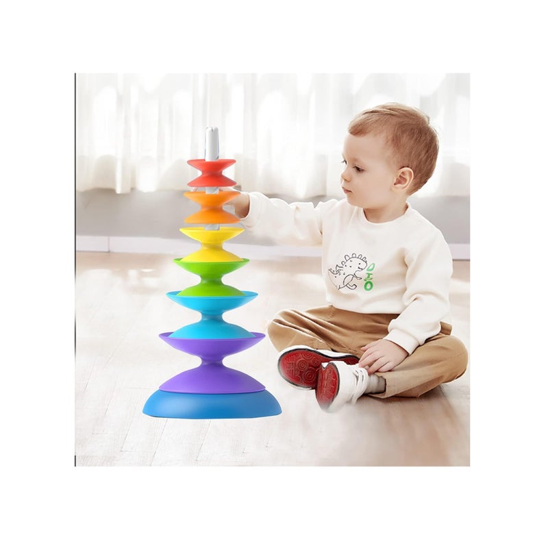 SOLARAE Stacking Toys for Toddlers 1-3 Educational Spinning Toys for Toddlers 1-3, Autism Sensory Toys Montessori Baby Stacking Toys - Image 5