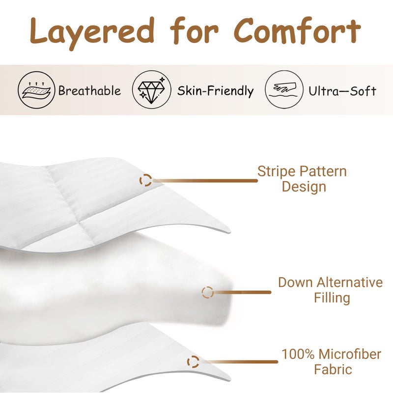 ZPECC Toddler Down Alternative Comforter, 39x47 Hypoallergenic Baby Blanket Quilt, Soft Breathable Lightweight All Season Kids Duvet Insert for Crib Stroller Cot Daycare, White Stripe - Image 3