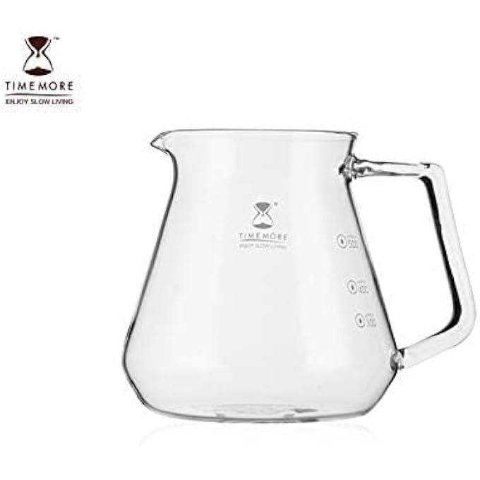 تايم مور خادم القهوة الزجاجي 360 مل إبريق مقاوم للحرارة لزجاج البوروسيليكات V60 صب فوق زجاج بوروسيليكات خالي من التقطير آمن في غسالة الصحون مثالي للتخمير يدويا في المنزل أو القهوة شفافة بحجم 01 - Image 2