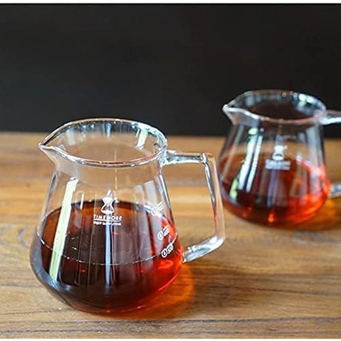 تايم مور خادم القهوة الزجاجي 360 مل إبريق مقاوم للحرارة لزجاج البوروسيليكات V60 صب فوق زجاج بوروسيليكات خالي من التقطير آمن في غسالة الصحون مثالي للتخمير يدويا في المنزل أو القهوة شفافة بحجم 01 - Image 4