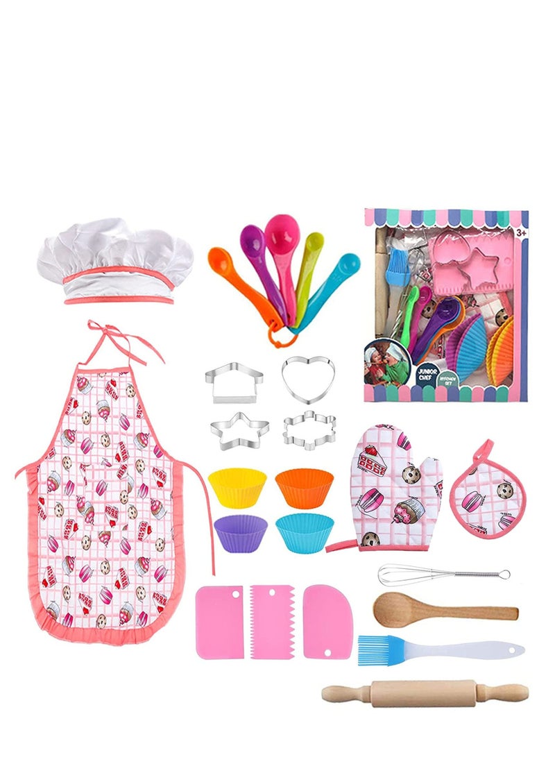 KASTWAVE Kids Cooking and Baking Set, Real Baking Kit Kids Kitchen Toys, Chef Hat Apron Mitt Kitchen Accessories, Suitable for Little Kids Gift - Image 1