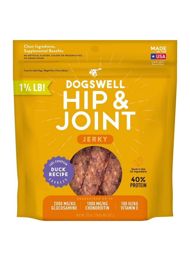 Dogswell - Dogswell Jerky Hip and Joint Dog Treats Grain Free Made in USA Only, Glucosamine and Chondroitin, 20 oz Duck - Image 1