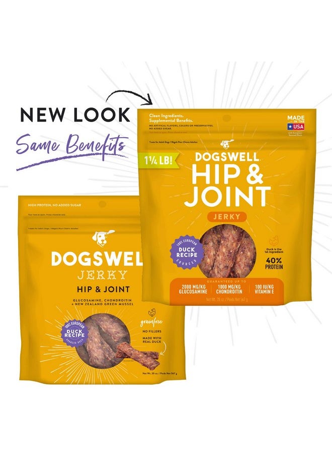 Dogswell - Dogswell Jerky Hip and Joint Dog Treats Grain Free Made in USA Only, Glucosamine and Chondroitin, 20 oz Duck - Image 1