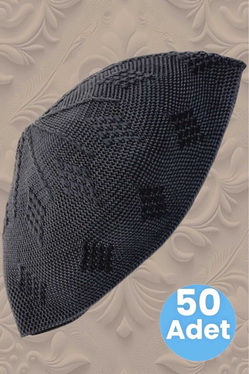 Hızırım 50's Woven Knitted Patterned Skullcap Quality Prayer Cap  - Image 3