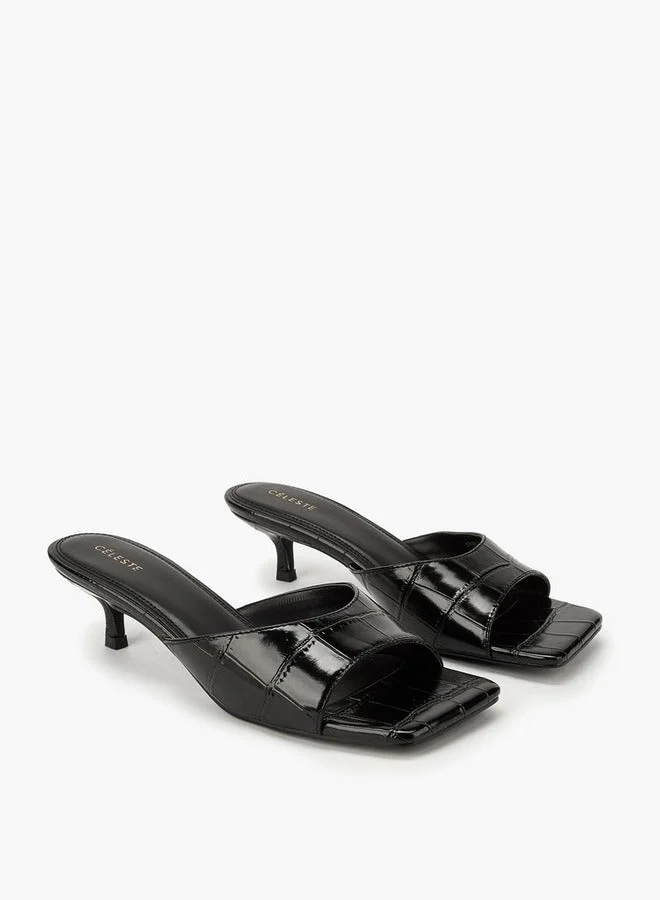 Celeste Women's Textured Slip-On Sandals with Kitten Heels