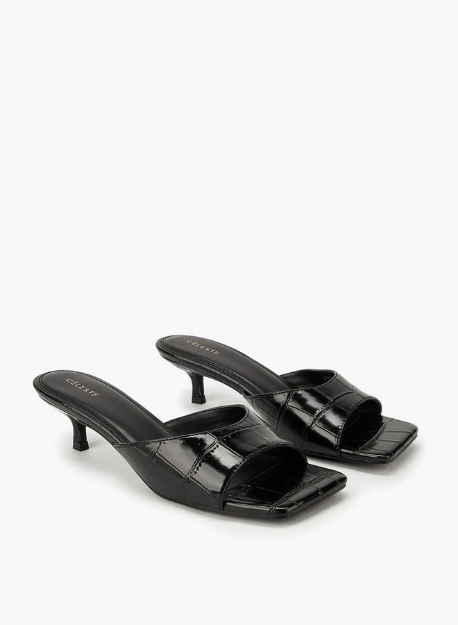 Celeste Women's Textured Slip-On Sandals with Kitten Heels - Image 2