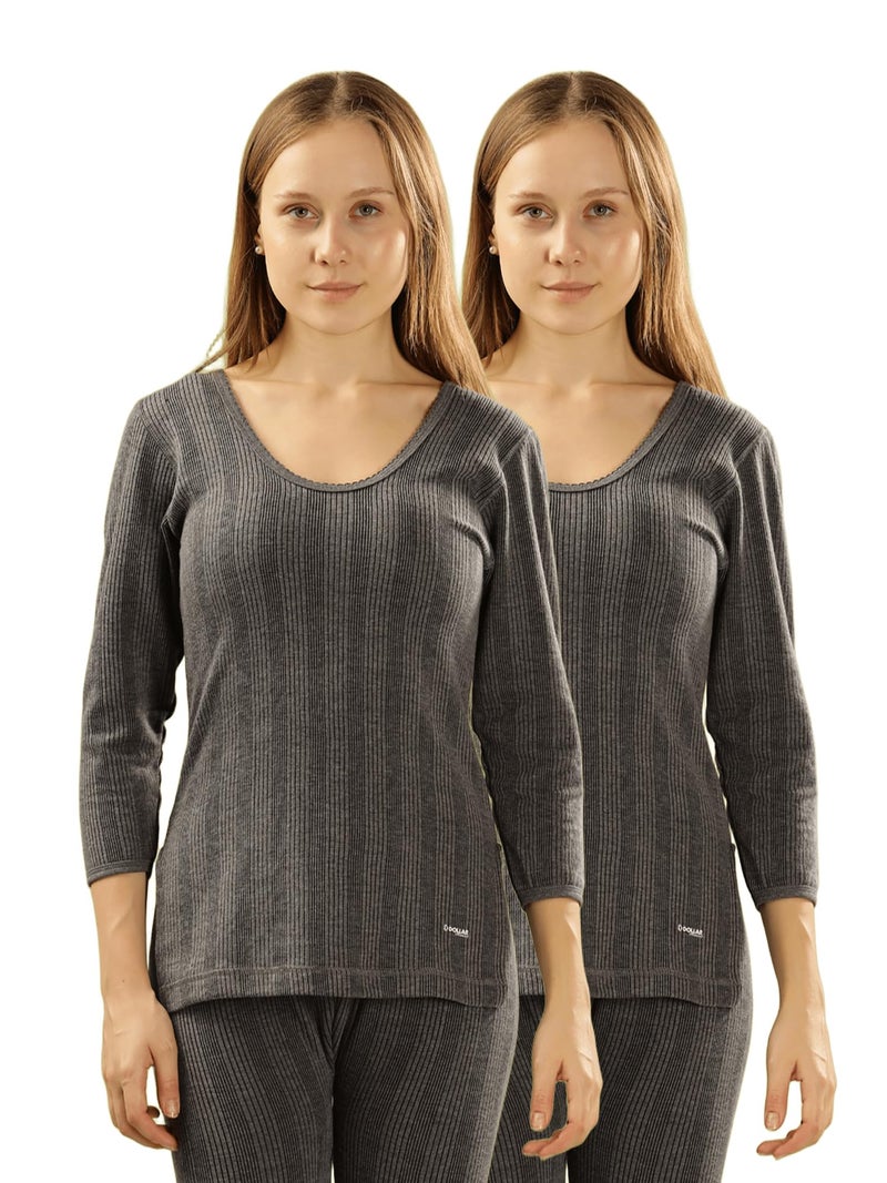 Dollar Ultra Pack of 2 Premium Combed Cotton Women Full Sleeve Thermal Top - Image 1