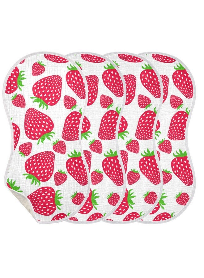 WELLDAY Muslin Baby Burp Cloths Set of 1, Soft Absorbent Cute Strawberry Muslin Washcloths, Bibs, Face Towel for Newborn Boys Girls, 22 x 11 Inch - Image 2