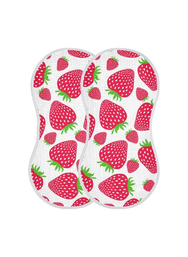 WELLDAY Muslin Baby Burp Cloths Set of 1, Soft Absorbent Cute Strawberry Muslin Washcloths, Bibs, Face Towel for Newborn Boys Girls, 22 x 11 Inch - Image 1